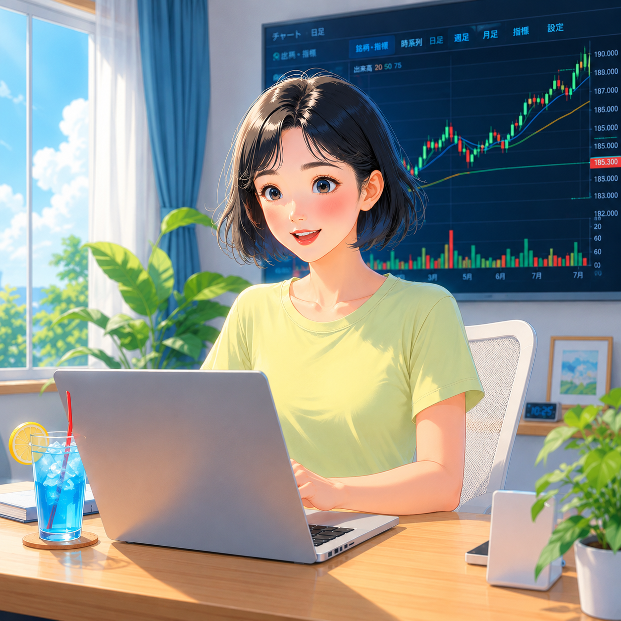 株チャートを眺める挿絵